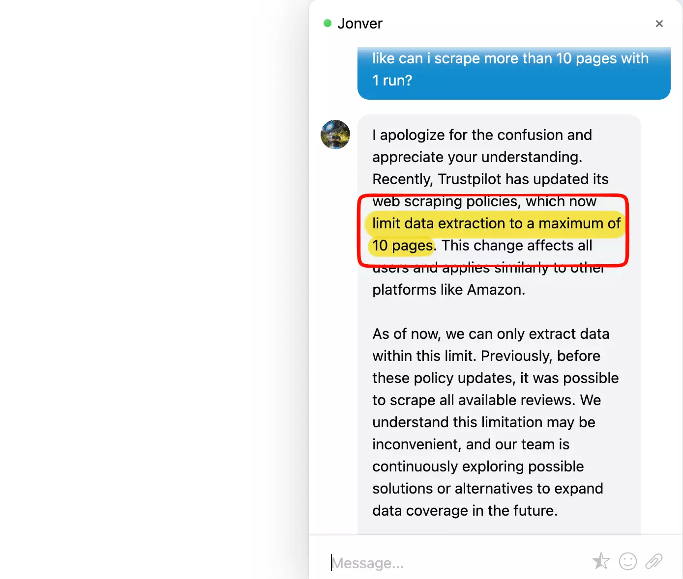 pagination confirmation