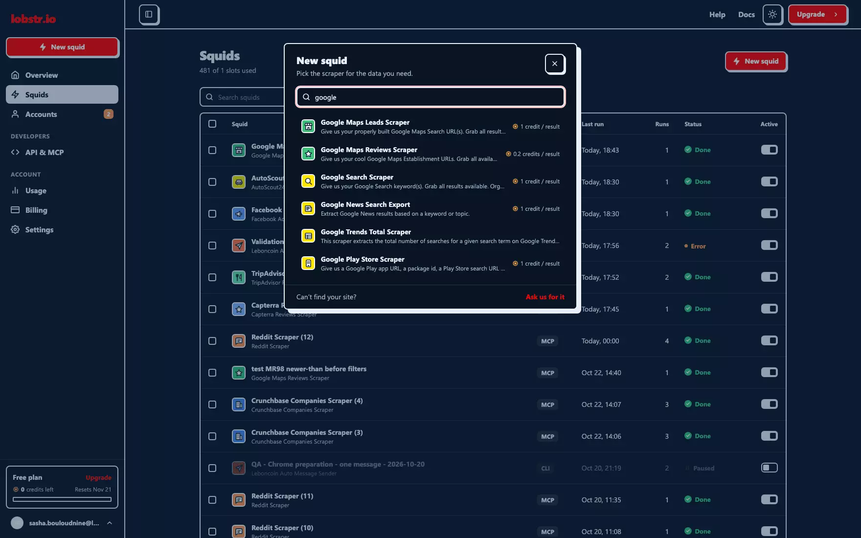 The new app 🎨 - The New squid window, in dark mode