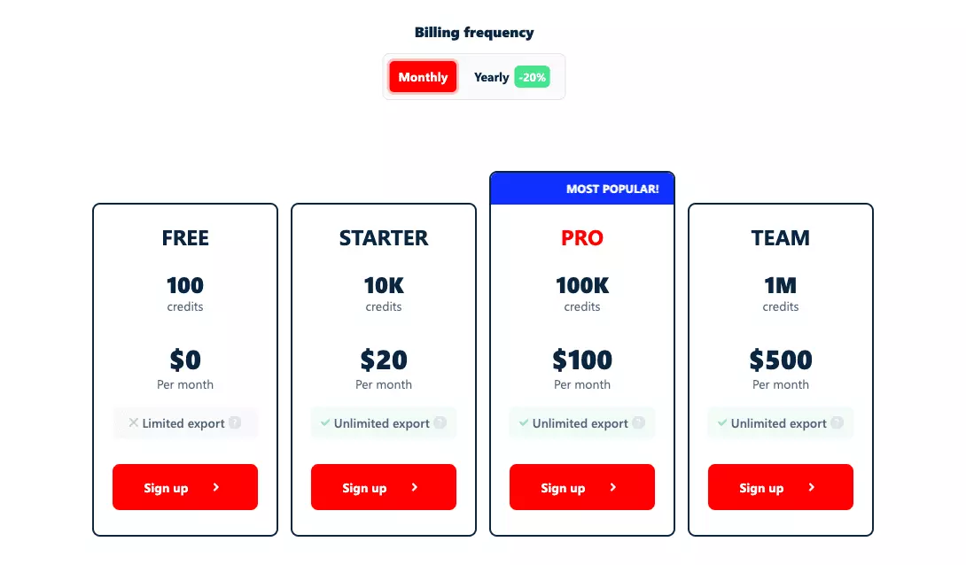 lobstr.io pricing plans