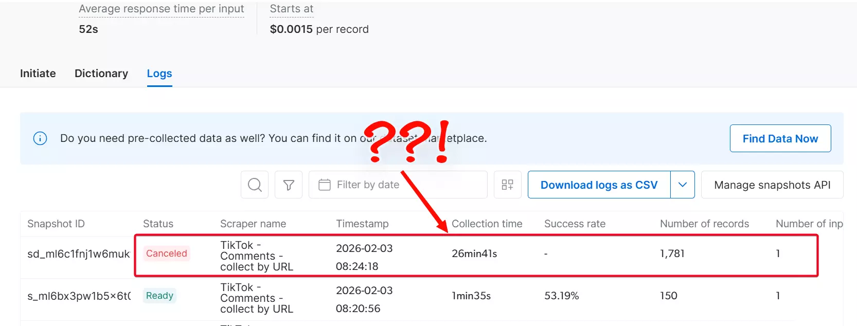 Speed comparison — comments per minute across tools