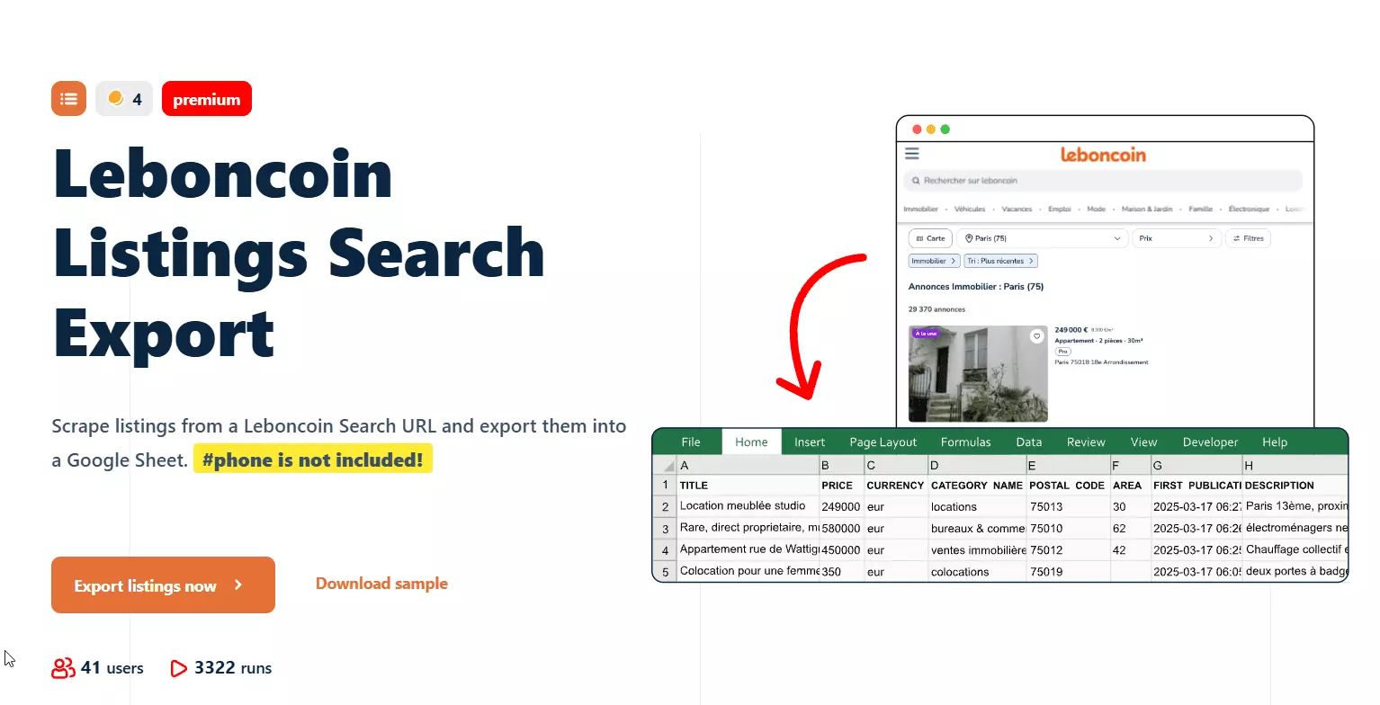1. Listings Search Export