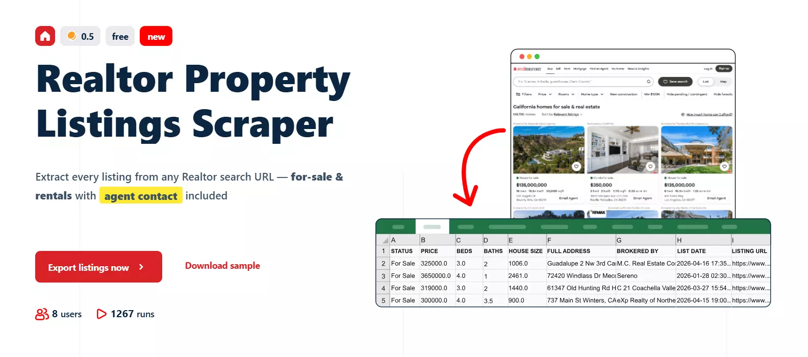 1. lobstr.io Realtor Property Listings Scraper