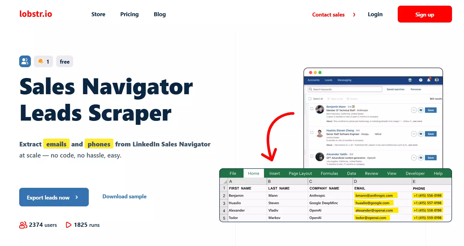 1. lobstr.io Sales Navigator Leads Scraper