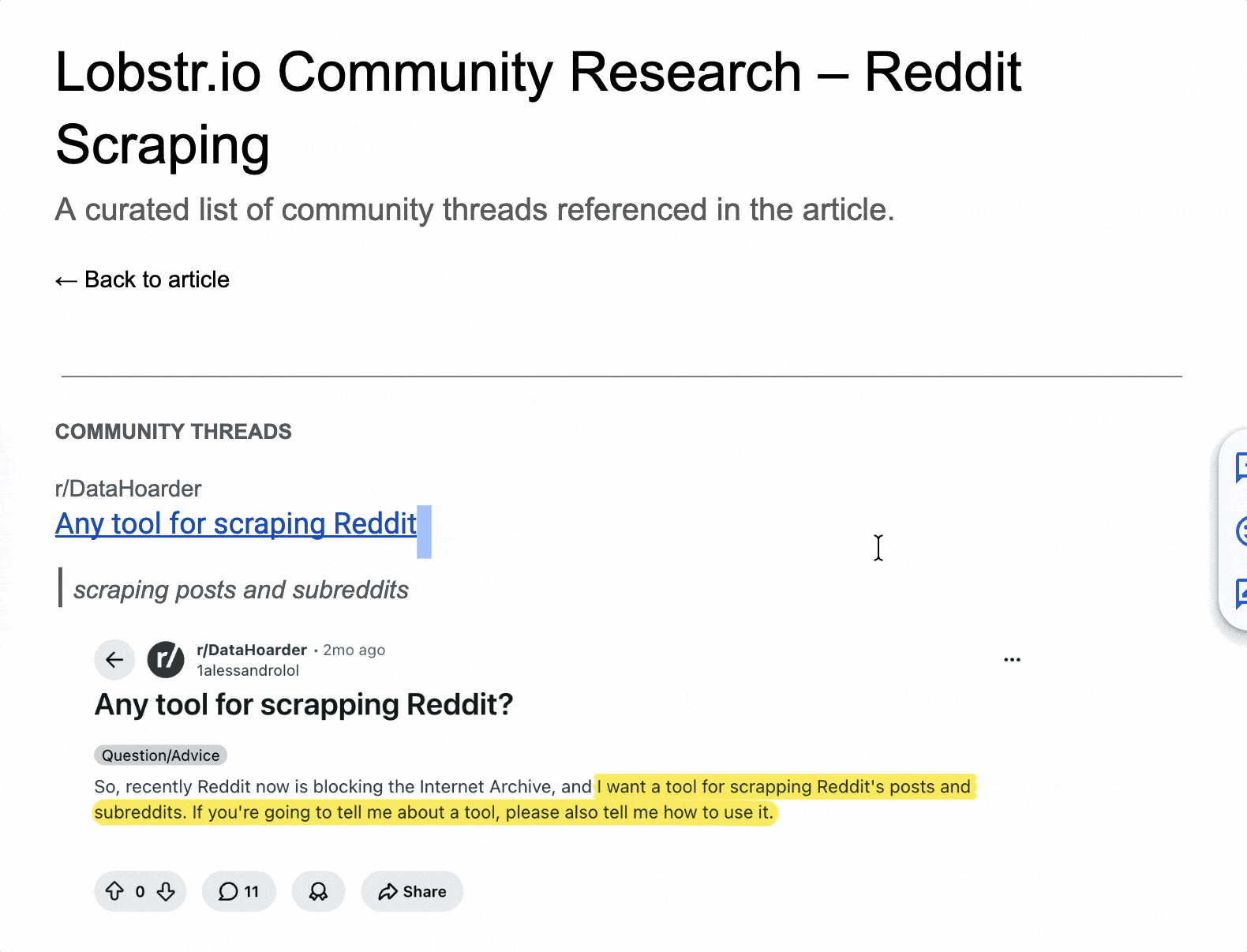 Reddit community threads on scraping failures and tool breakdowns