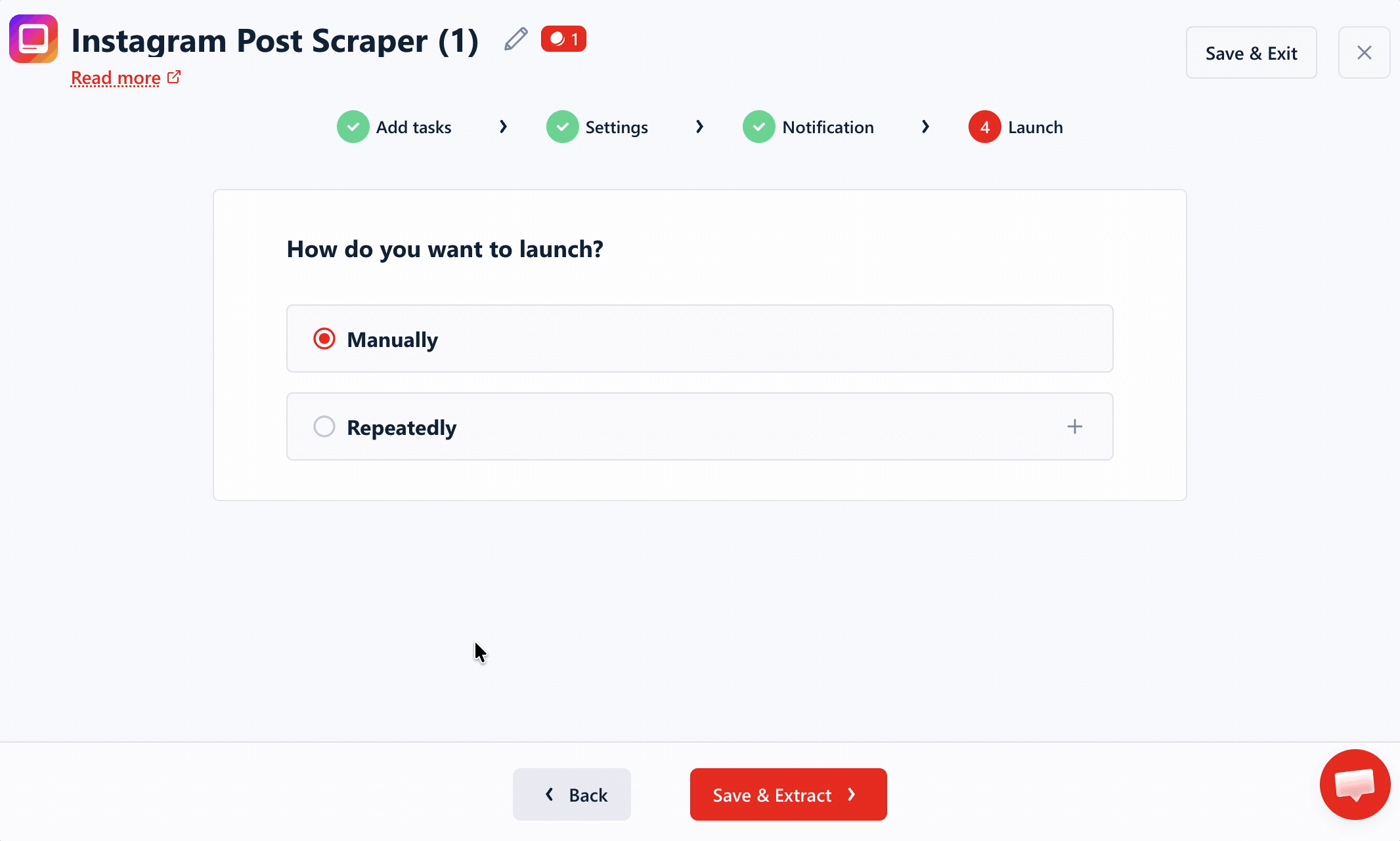 lobstr.io launch settings โ manual and recurring run options