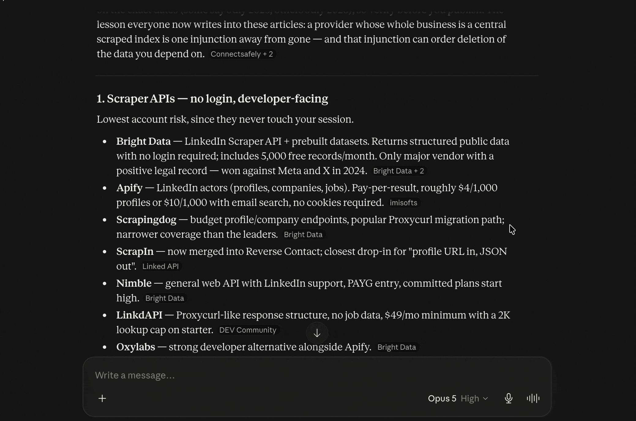 Longlist of LinkedIn lead scraping tools considered before testing