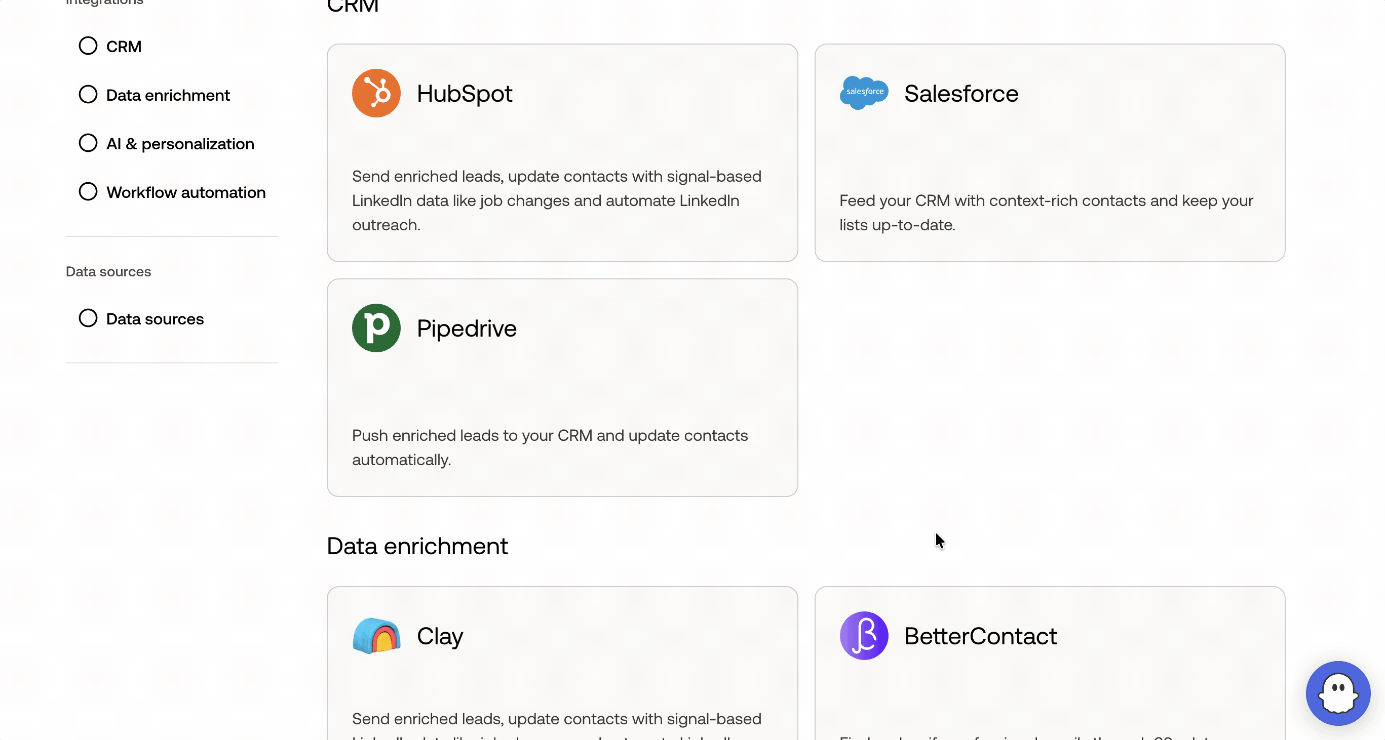 PhantomBuster integrations for pushing leads into other tools
