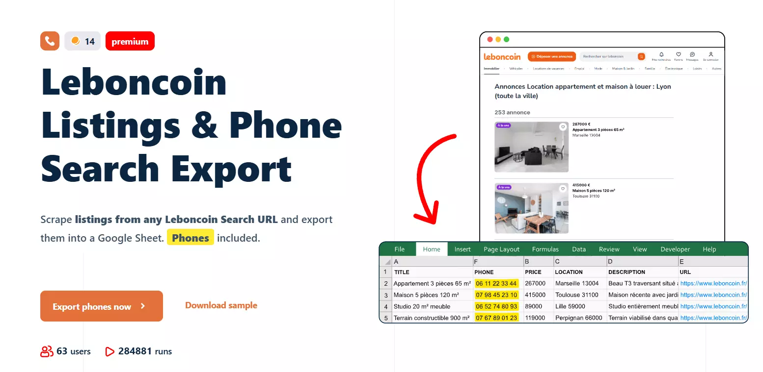 2. Listings & Phone Search Export