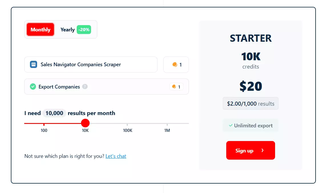 My top 2 favorite Sales Navigator Companies Scrapers - Pricing image10