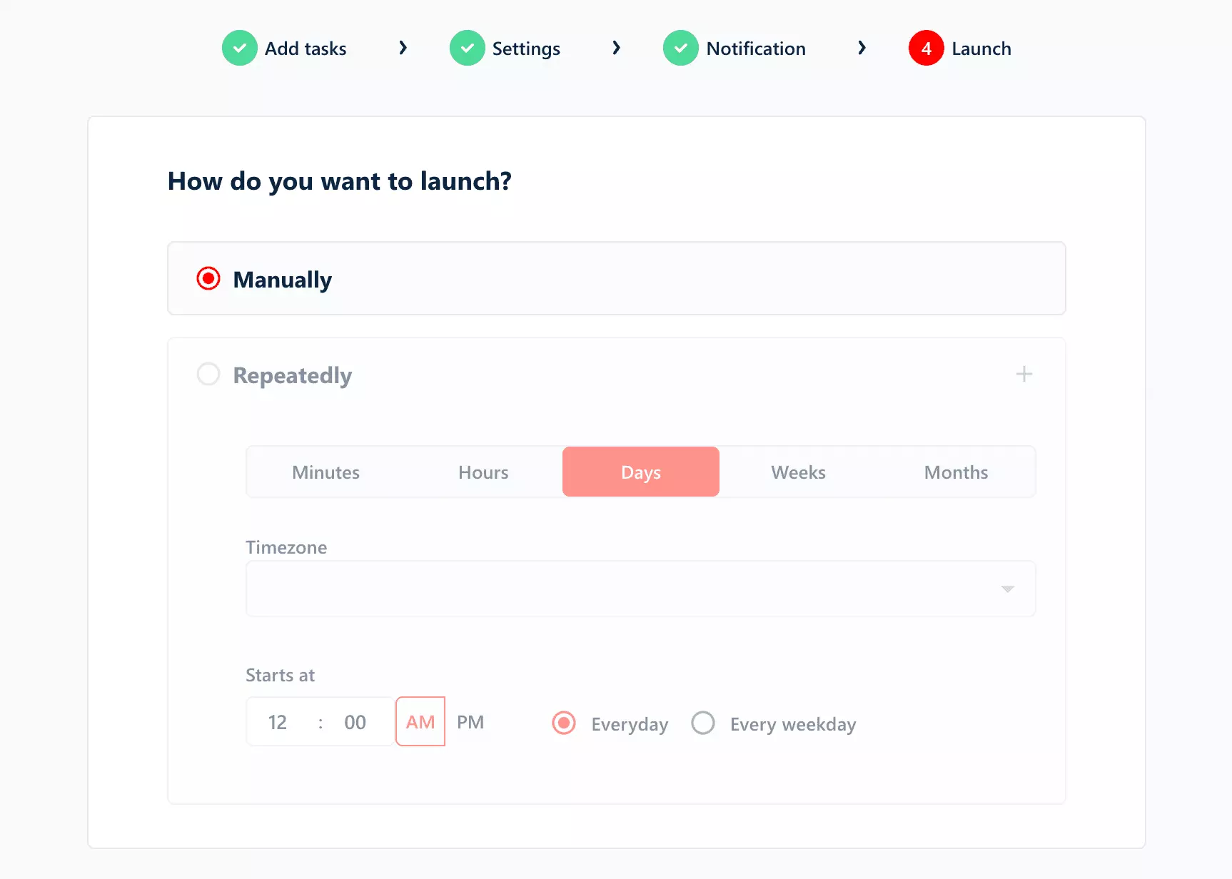 Scheduling interface