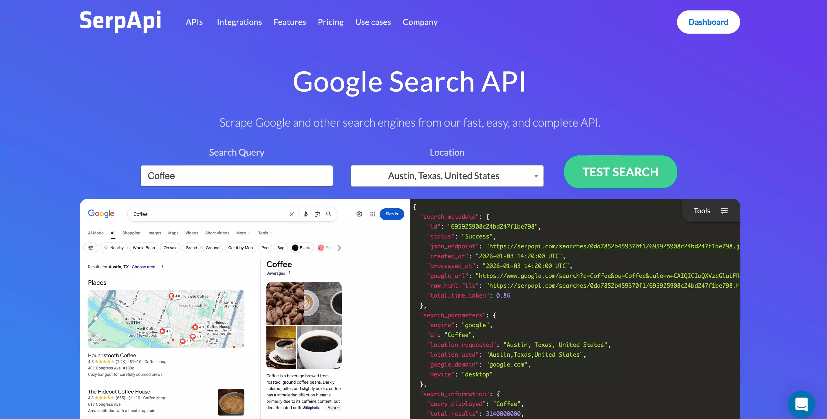 SerpApi — search engine results API that surfaces Reddit posts via Google's index