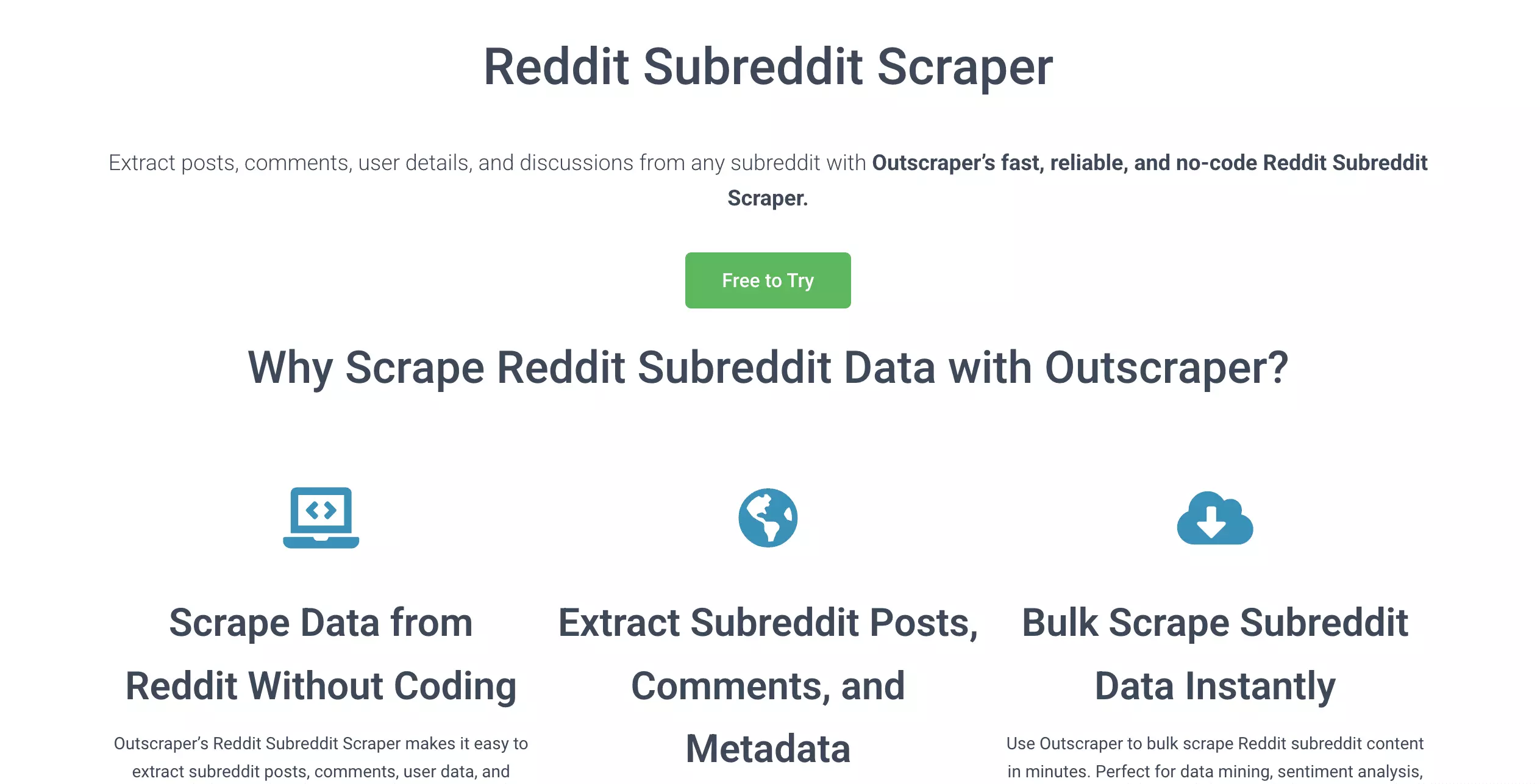 Outscraper Reddit scraper overview