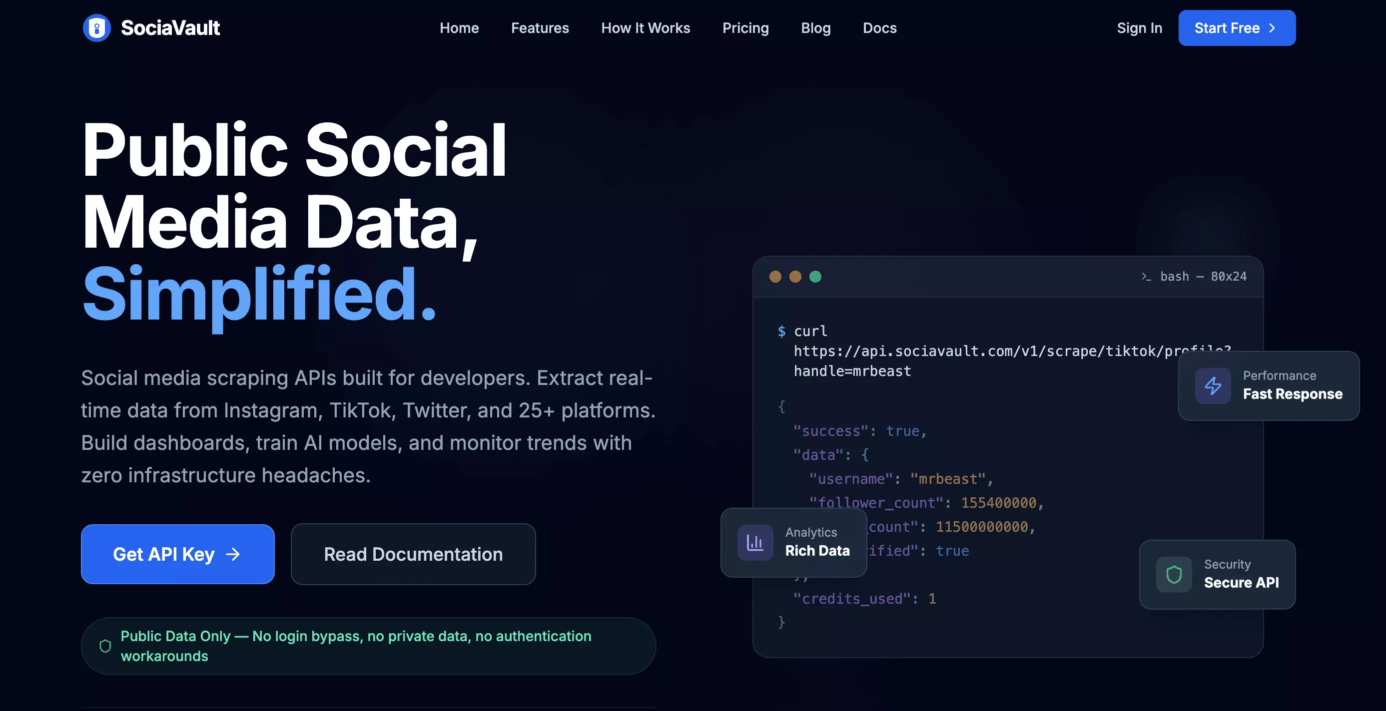 SociaVault homepage