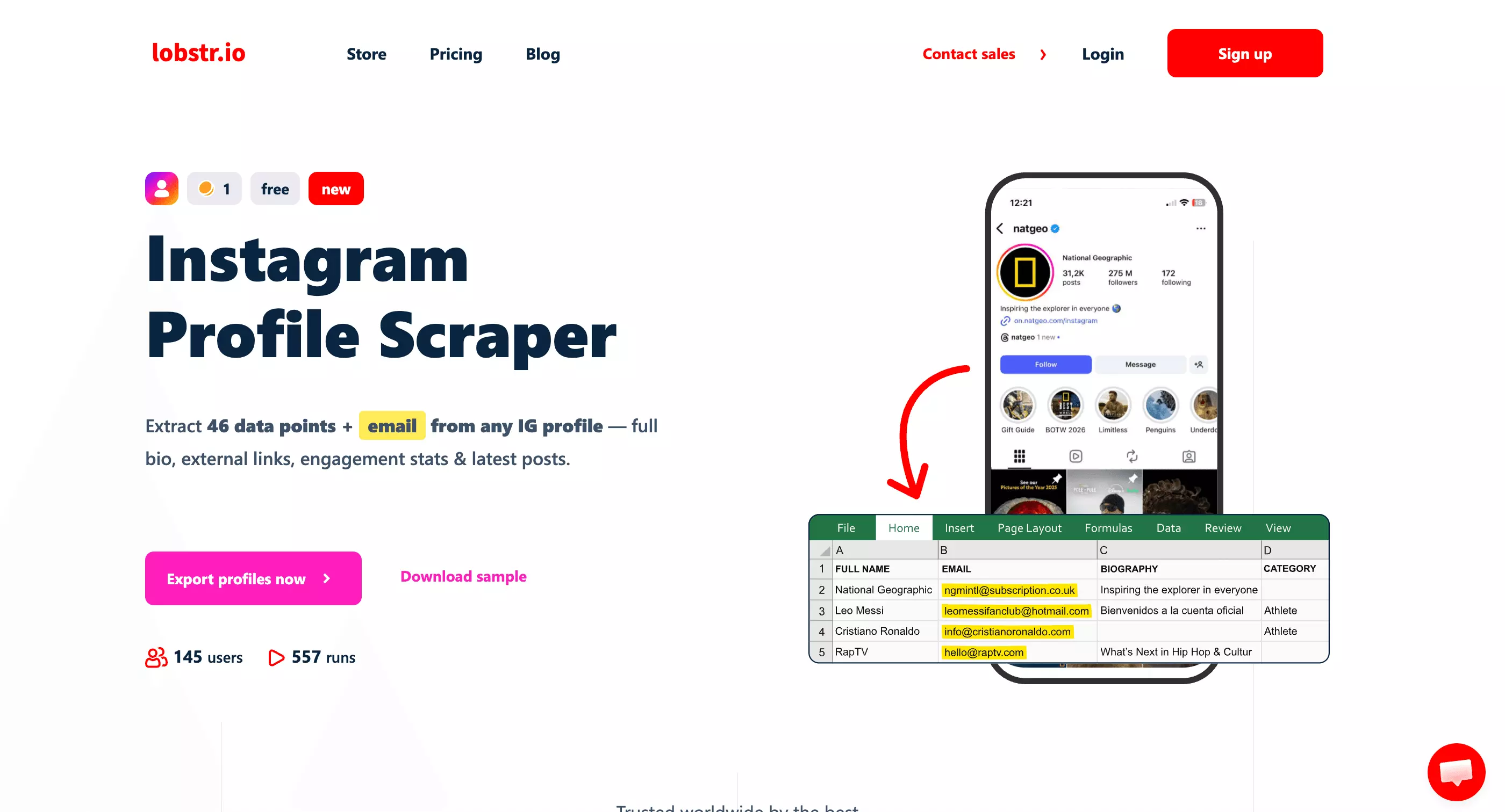 lobstr.io Instagram Profile Scraper task dashboard