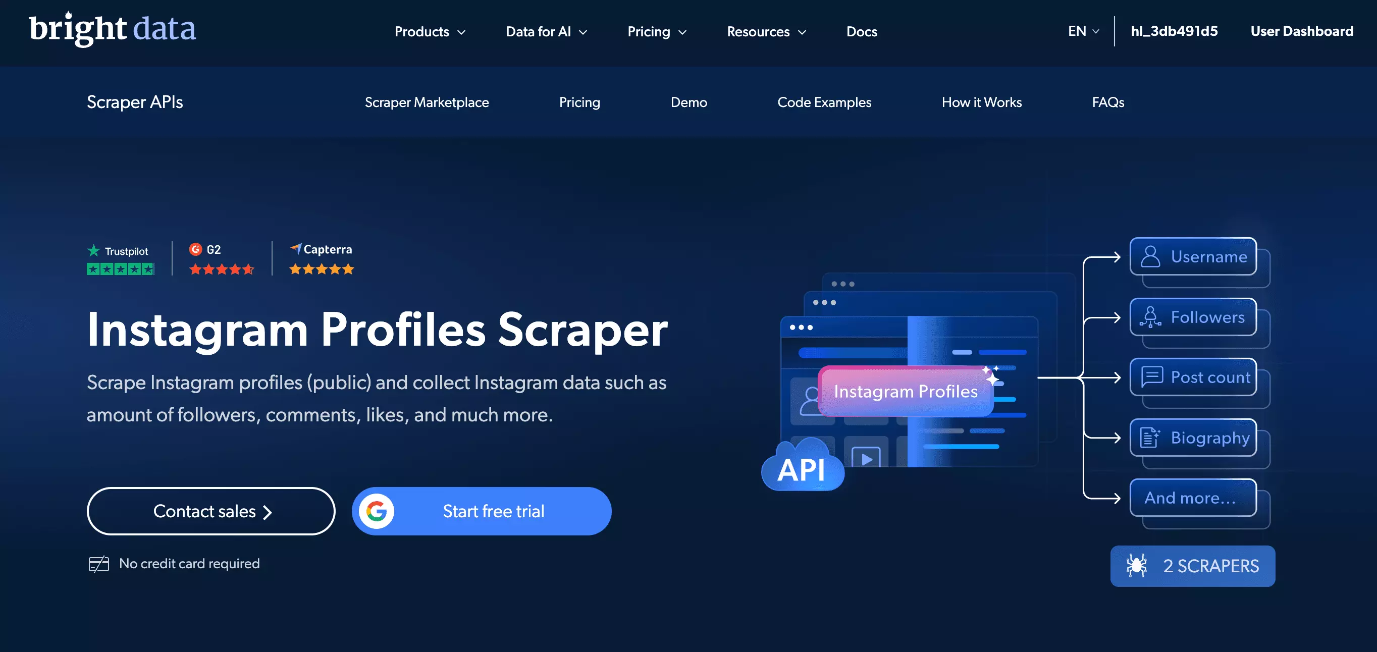 Bright Data dataset marketplace page