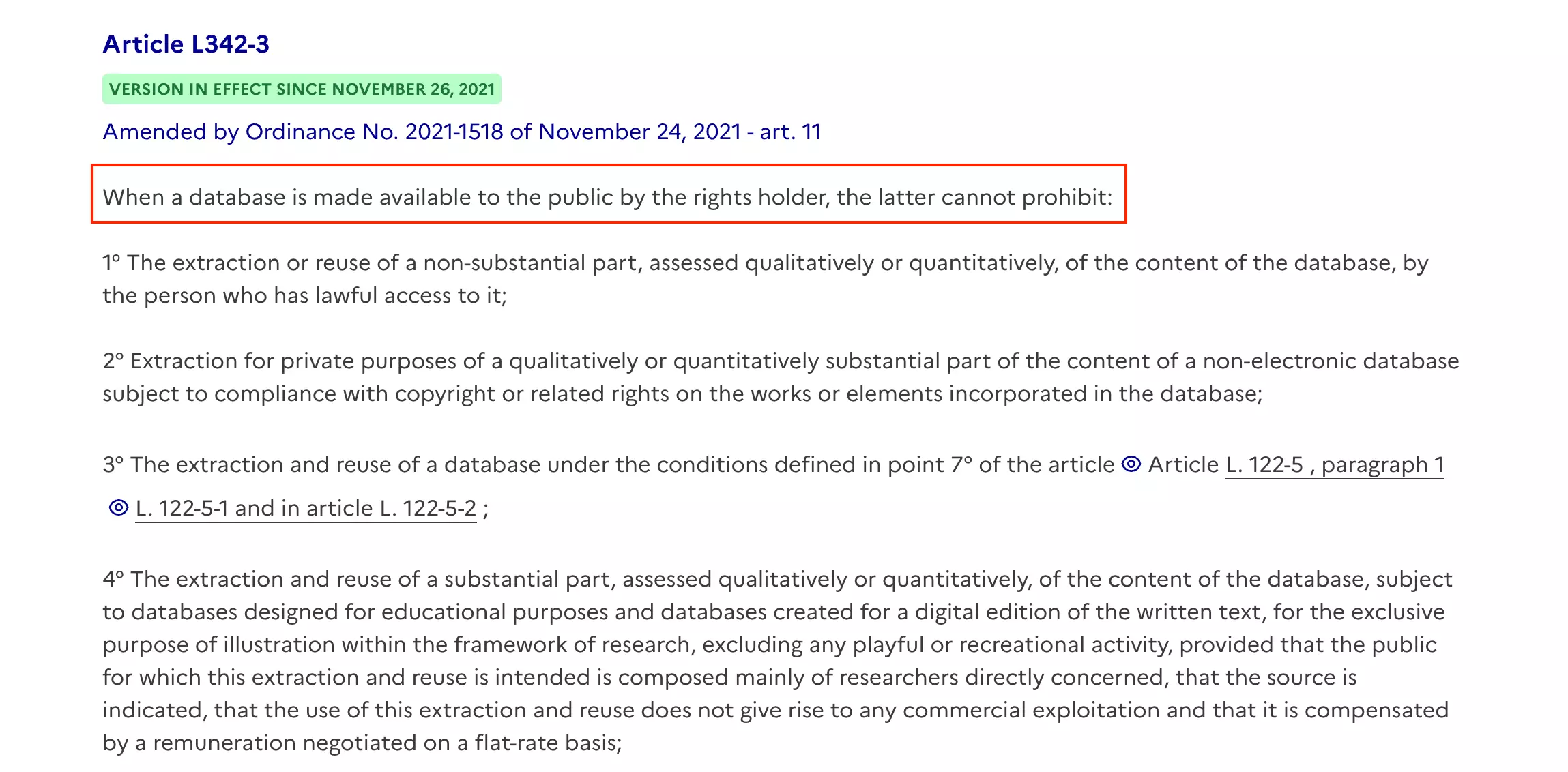 Article L342-3 of the French Intellectual Property Code