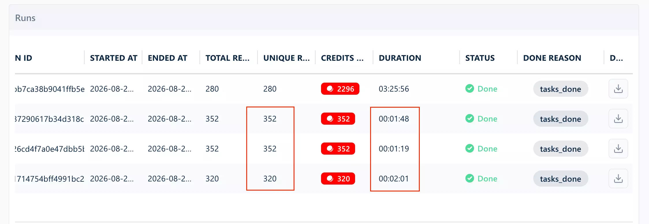 lobstr.io search-result run returning 352 results
