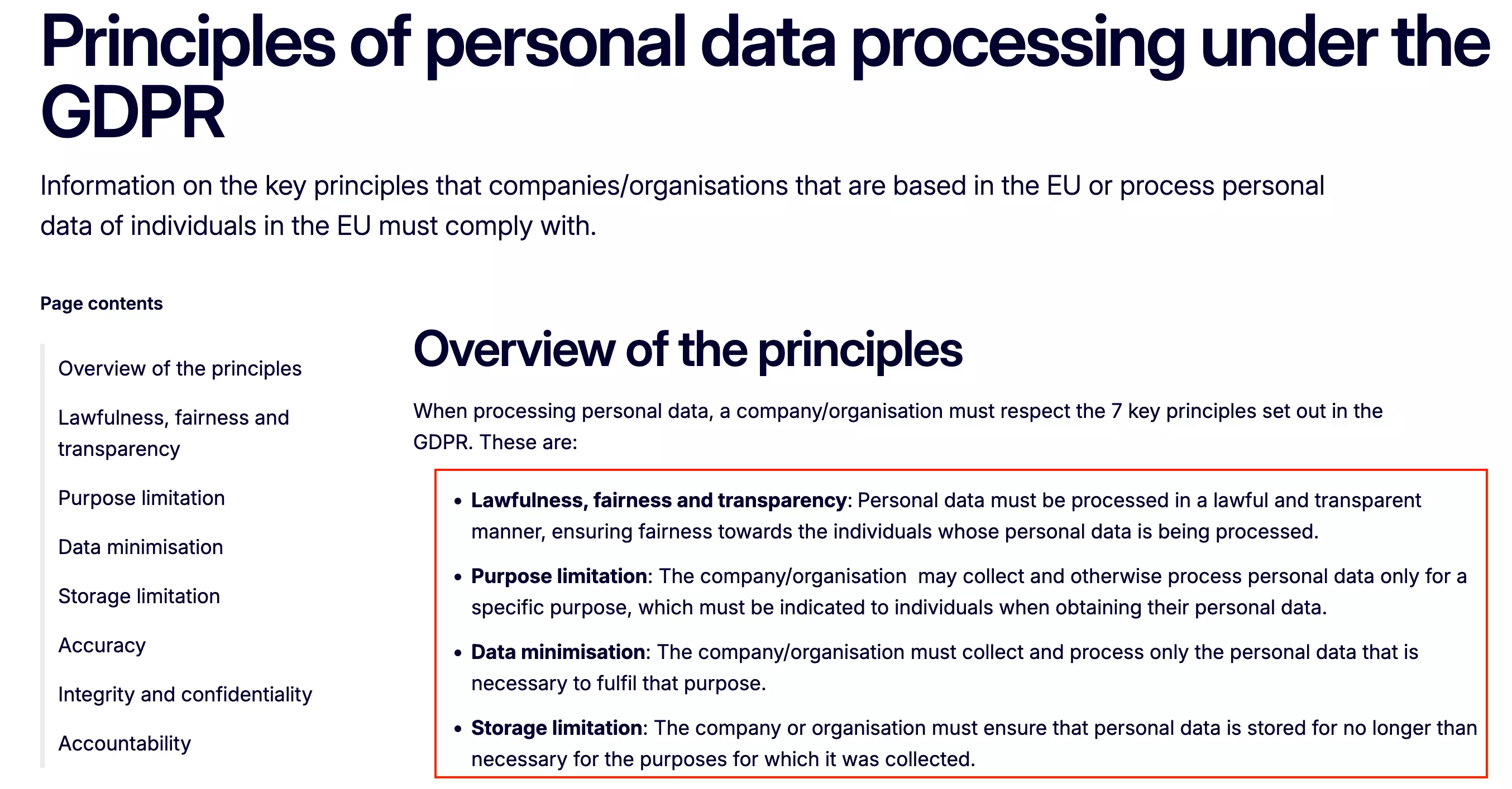 Leitlinien der Europäischen Kommission zu Rechtmäßigkeit der Verarbeitung, Zweckbindung und Datenminimierung nach der DSGVO