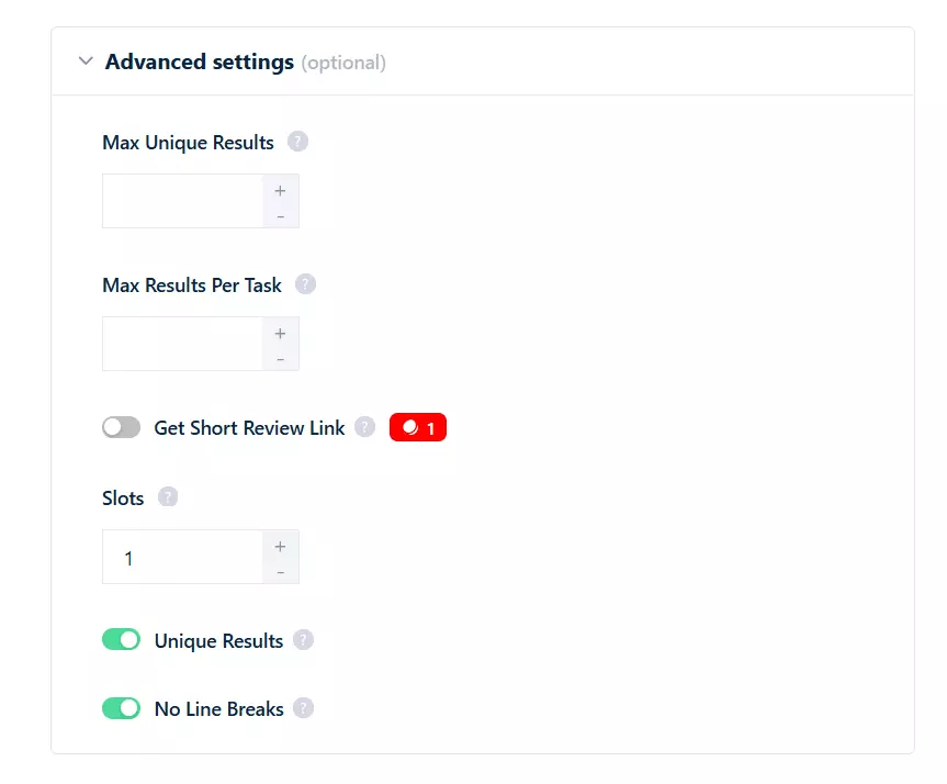 Advanced settings