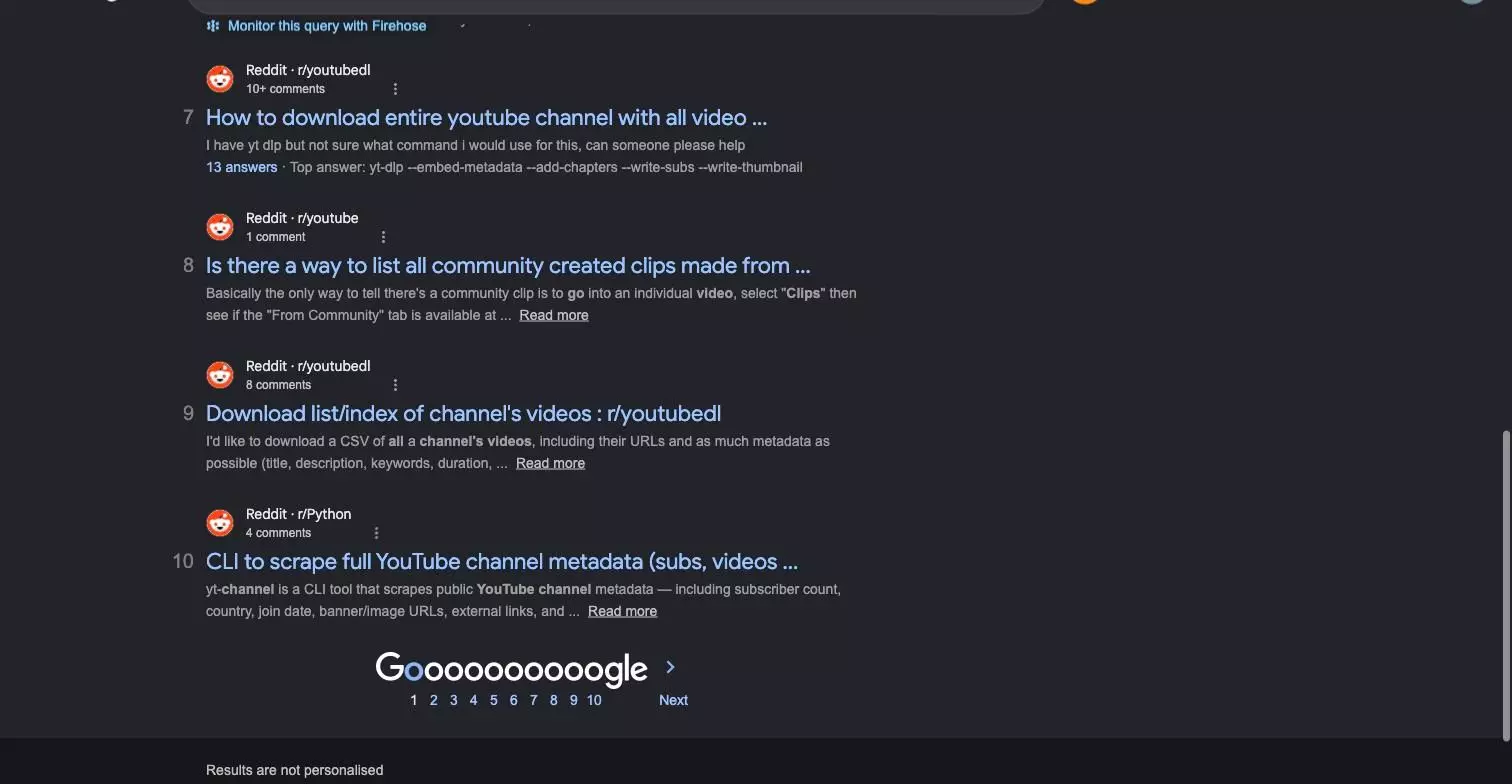 Reddit threads asking for every channel video