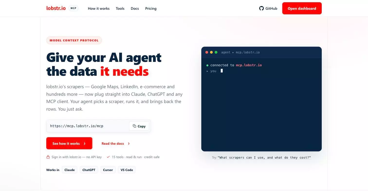 lobstr.io MCP server page