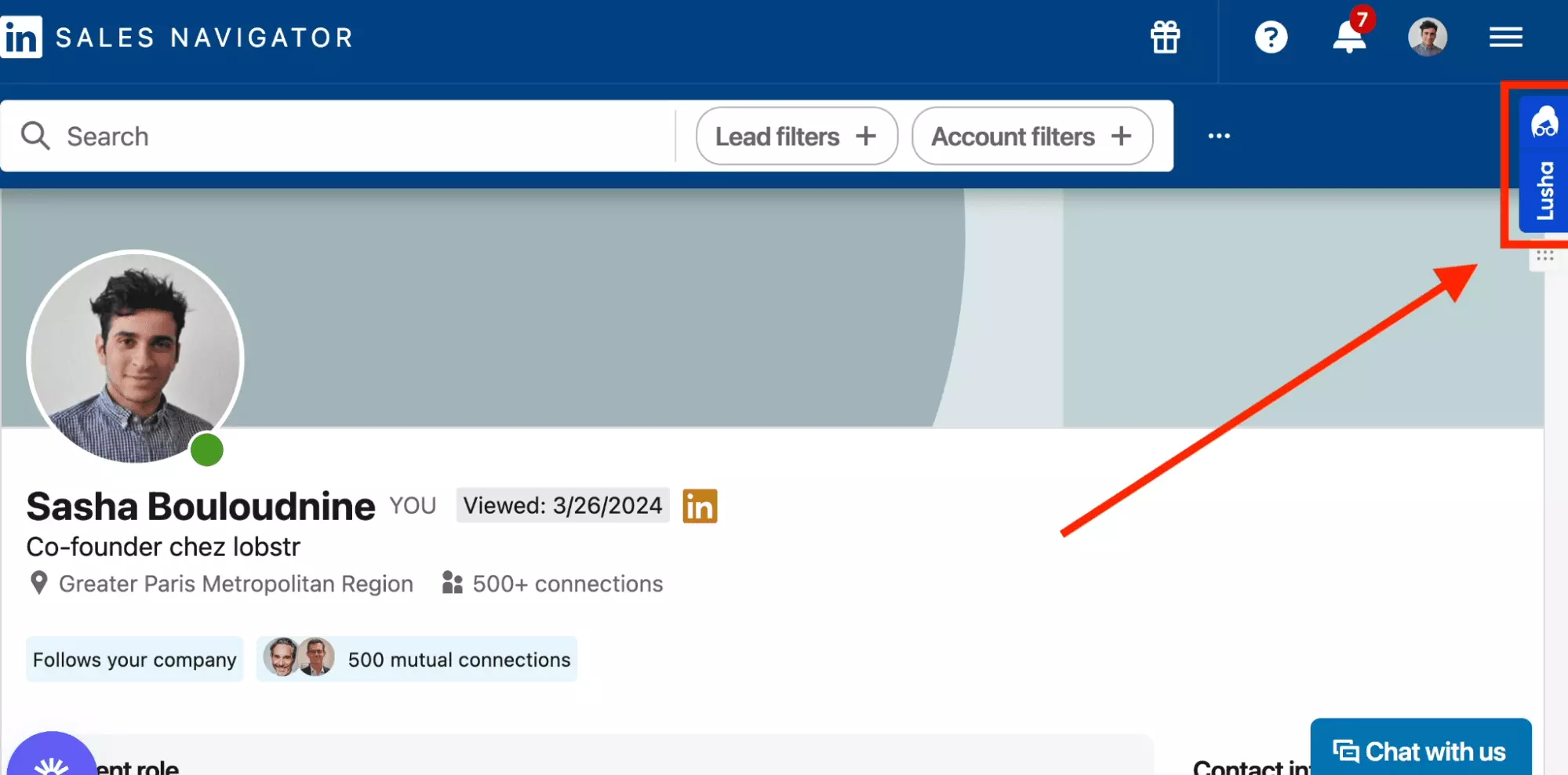 click on lusha add on sales nav to get phone number - image6.png