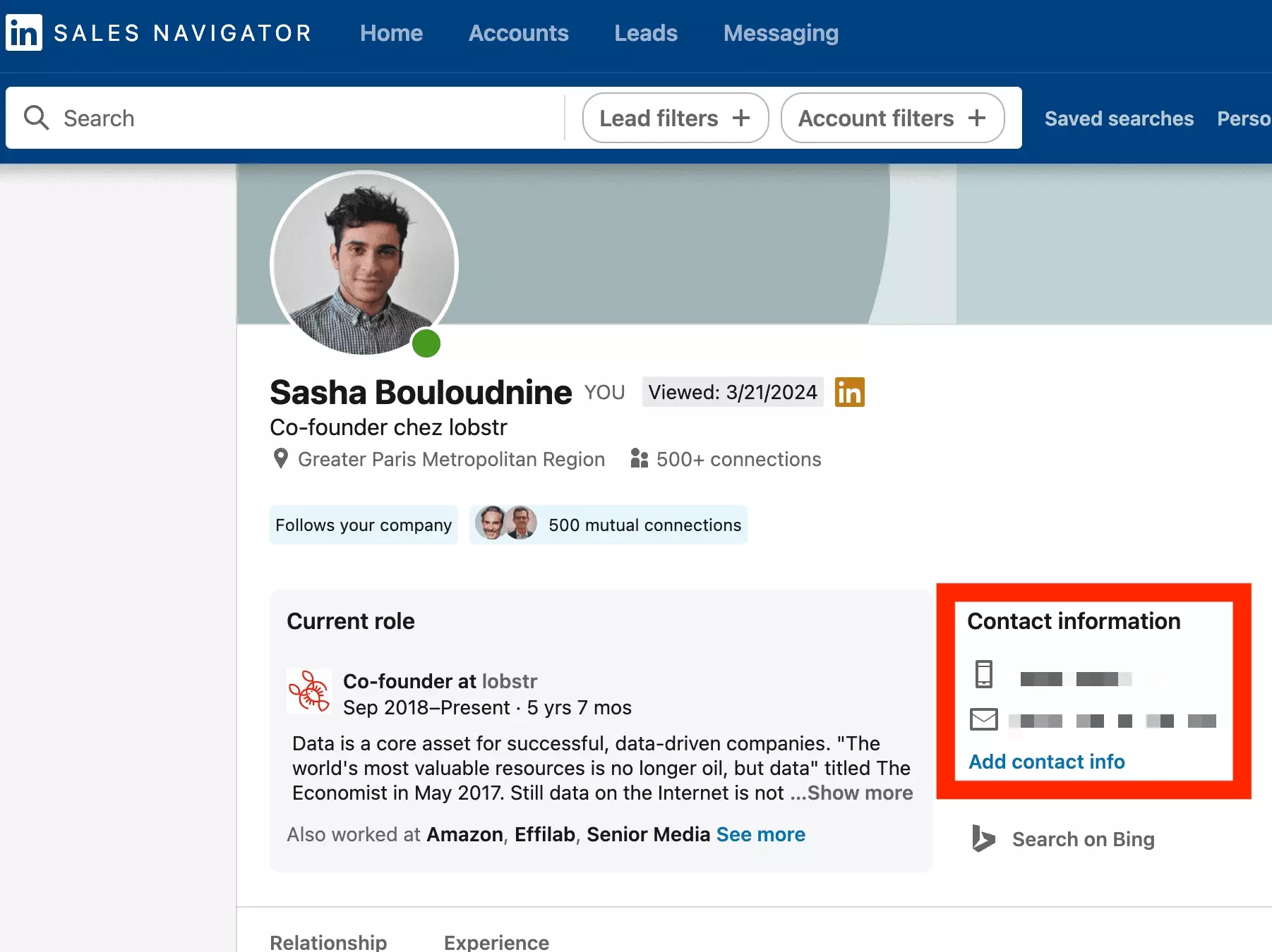 contact information section sales navigator profile page - image3.png