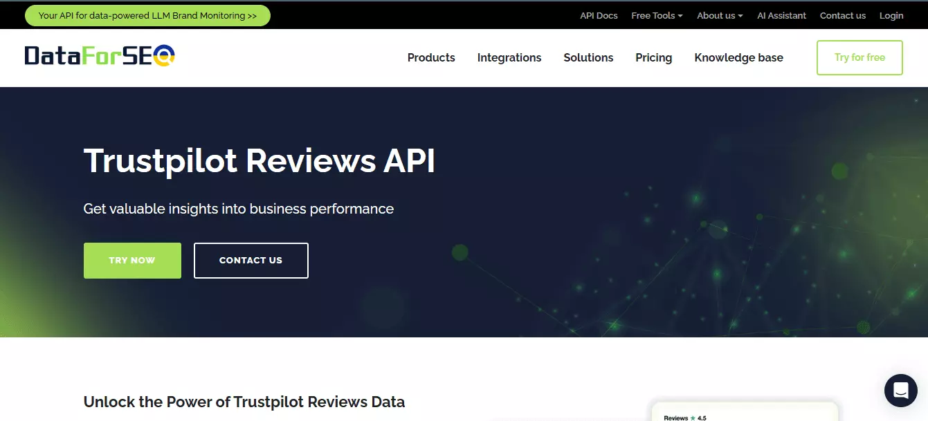 DataForSEO Trustpilot Reviews