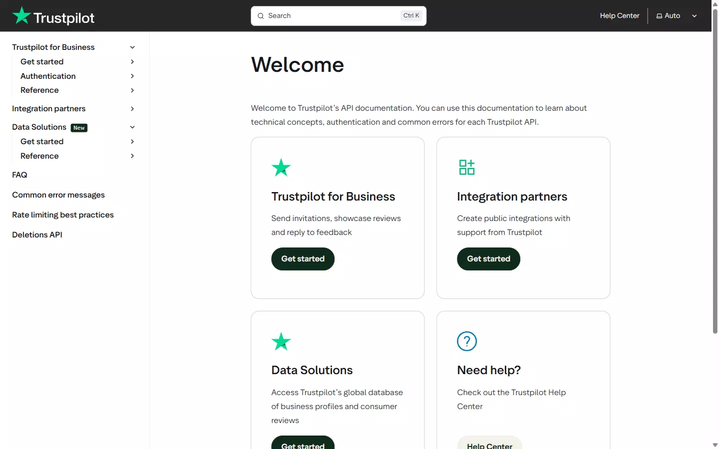 Trustpilot developer portal