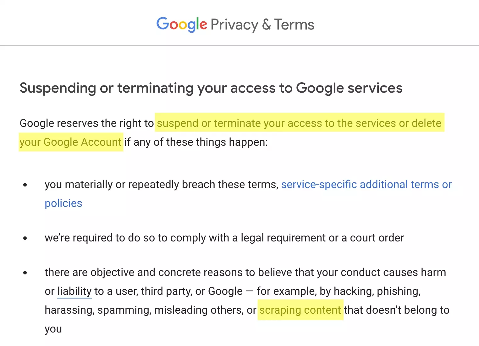 google can terminate your account if you scrape data terms of use - image21.png