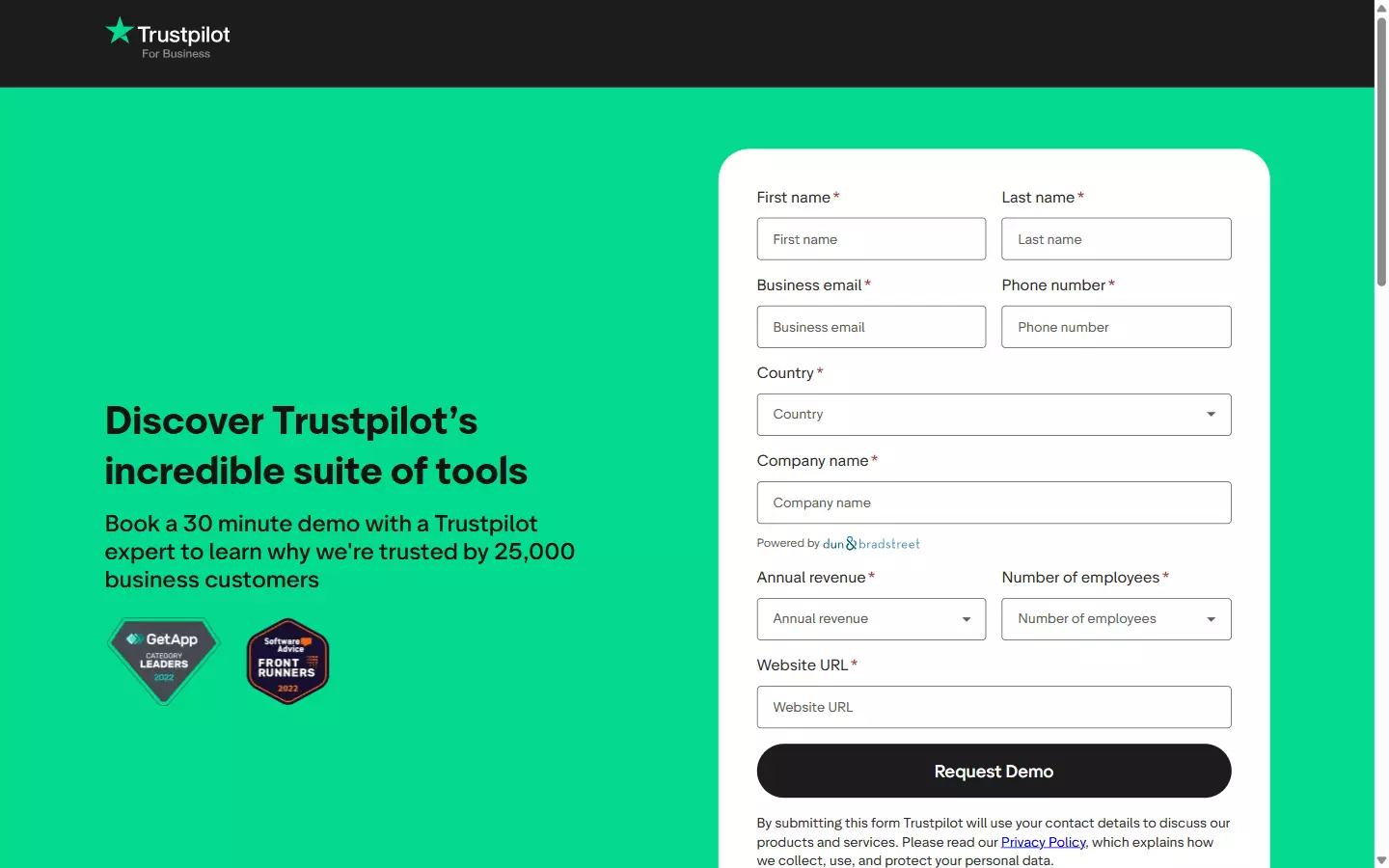 Trustpilot demo request form