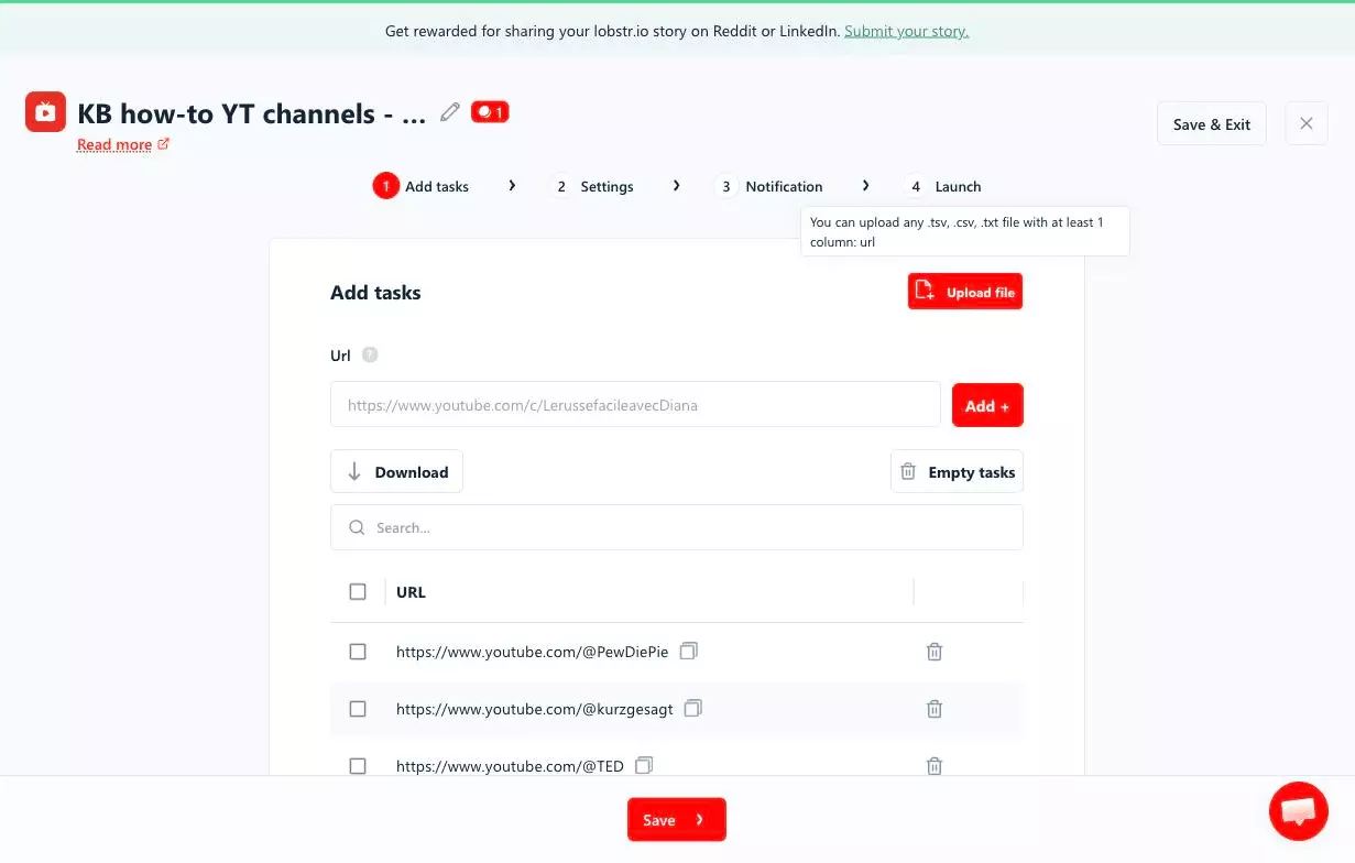 Upload file tooltip
