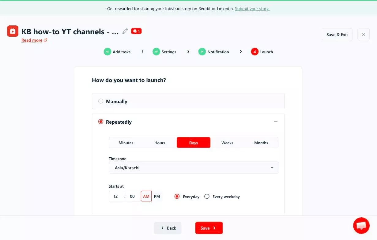Repeatedly schedule options
