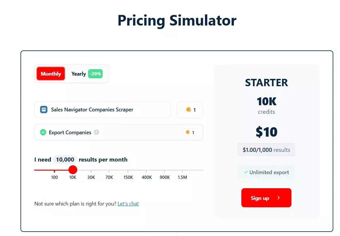 My top 2 favorite Sales Navigator Companies Scrapers - Pricing image10