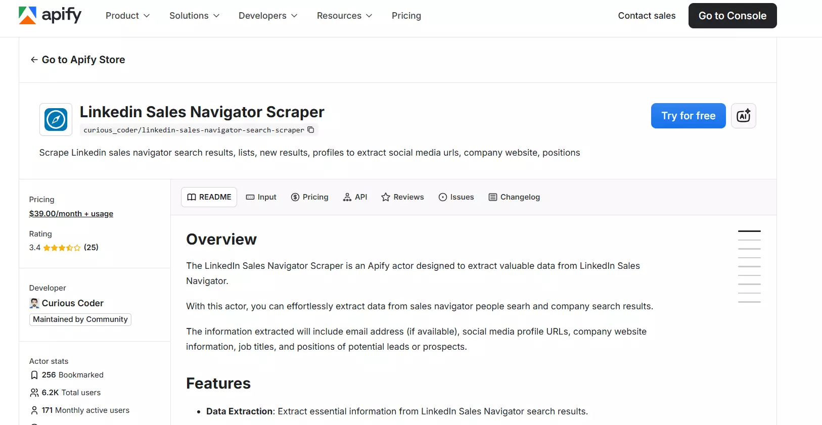 2 Sales Navigator companies scrapers that work but with caveats - 4. Apify