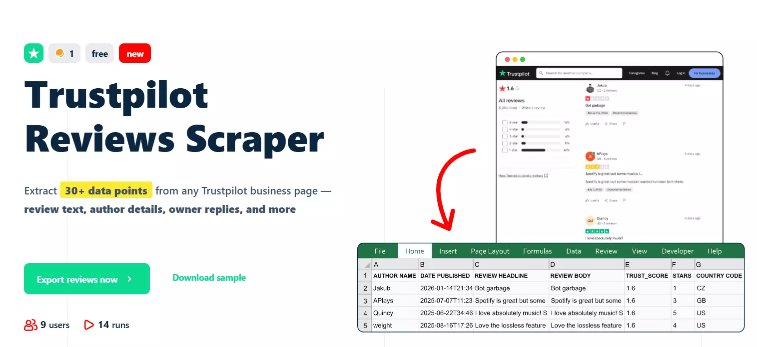 Update #1 – 5 new scrapers launched 🚀 - Trustpilot Reviews Scraper ⭐