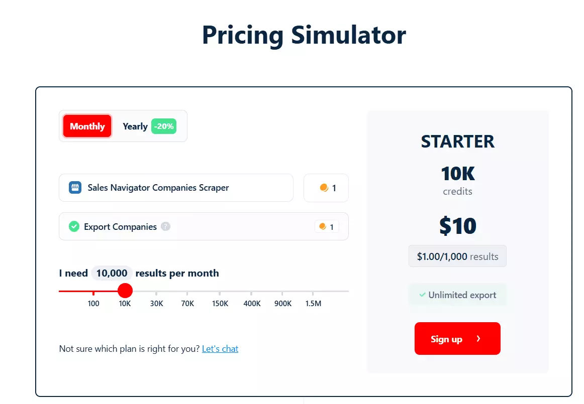 Best Sales Navigator Companies Scraper: Lobstr.io - Pricing image13