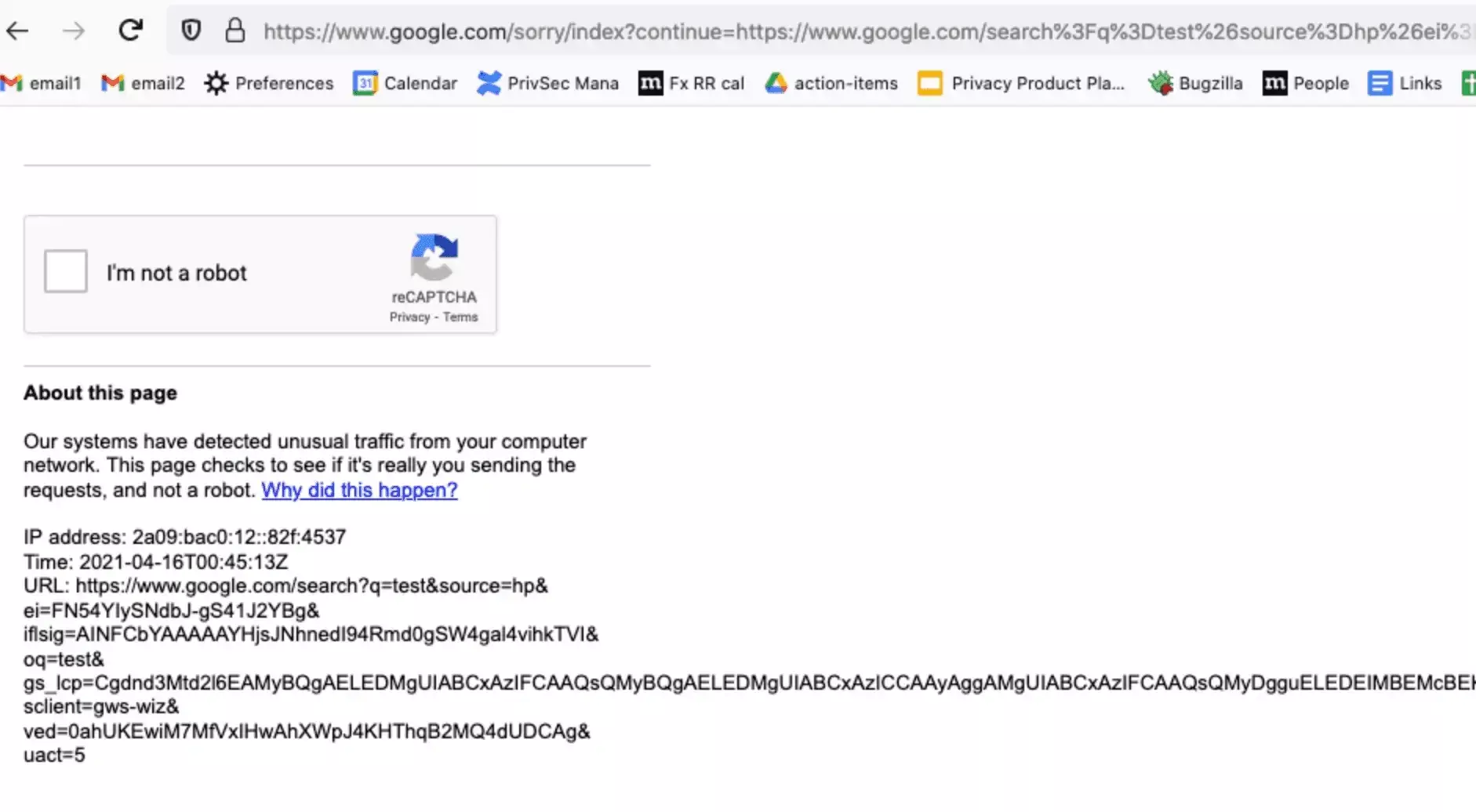 Google CAPTCHA challenge shown to automated-looking traffic