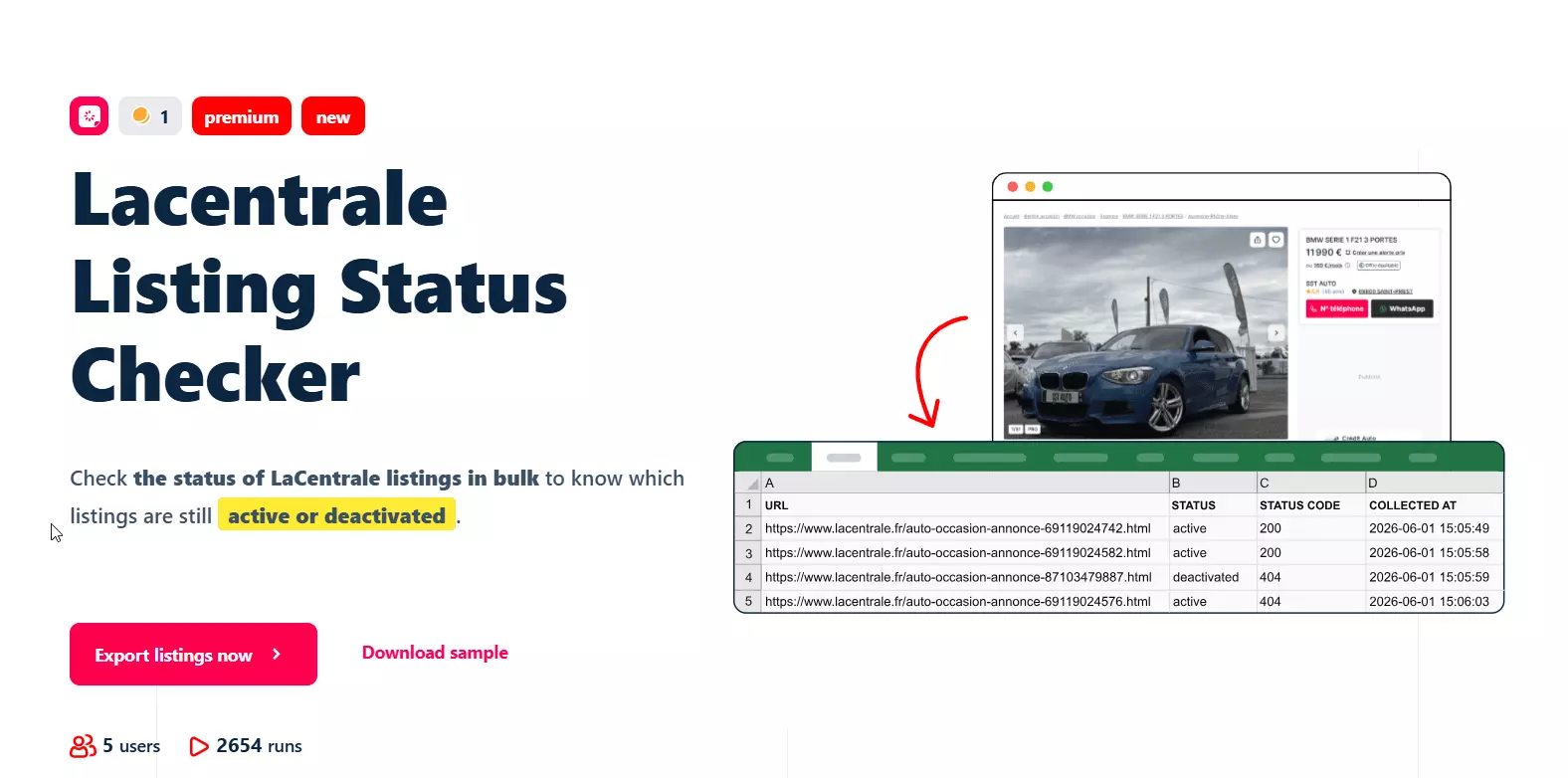 __LaCentrale Listing Status Checker 🚗__