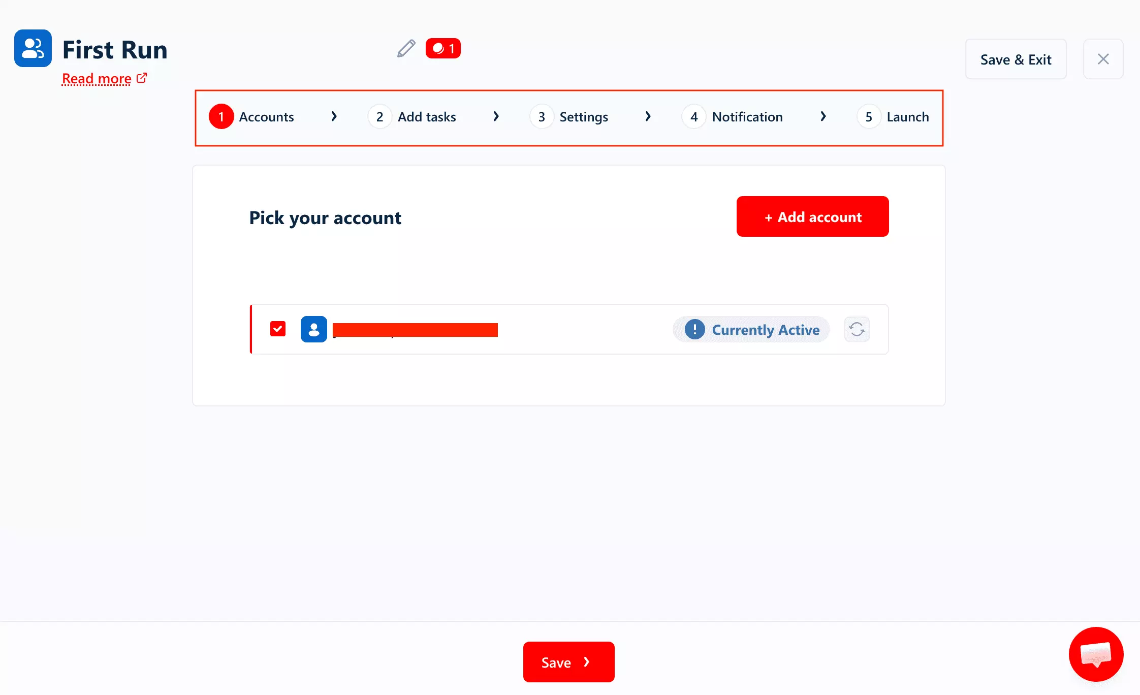 The lobstr.io setup flow: connect account, paste search URL, choose enrichment, launch