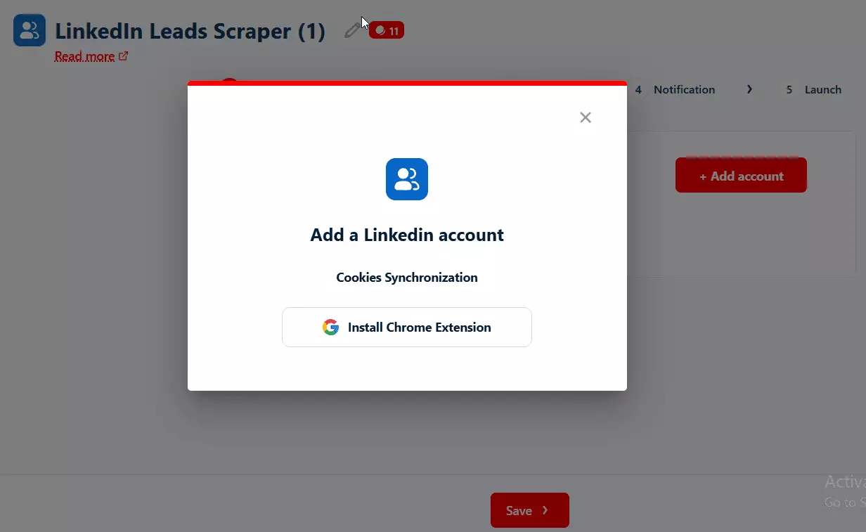 Syncing a LinkedIn account to lobstr.io through the Chrome extension