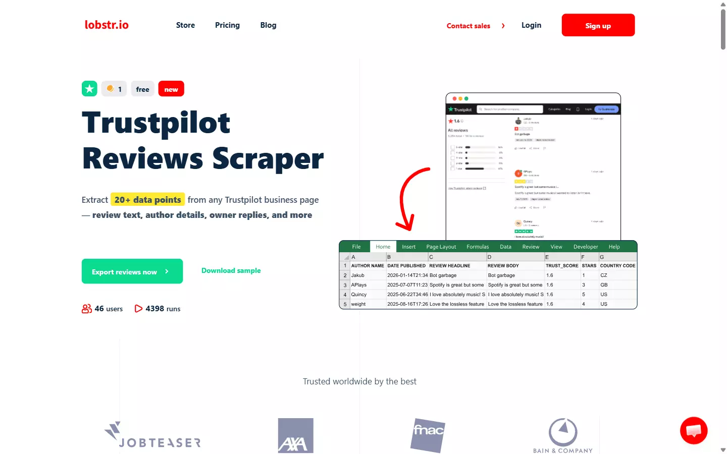 lobstr.io Trustpilot Reviews Scraper