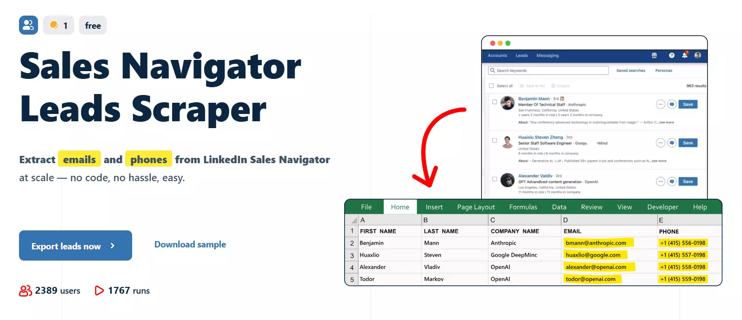 __Sales Navigator Leads Scraper 💼__