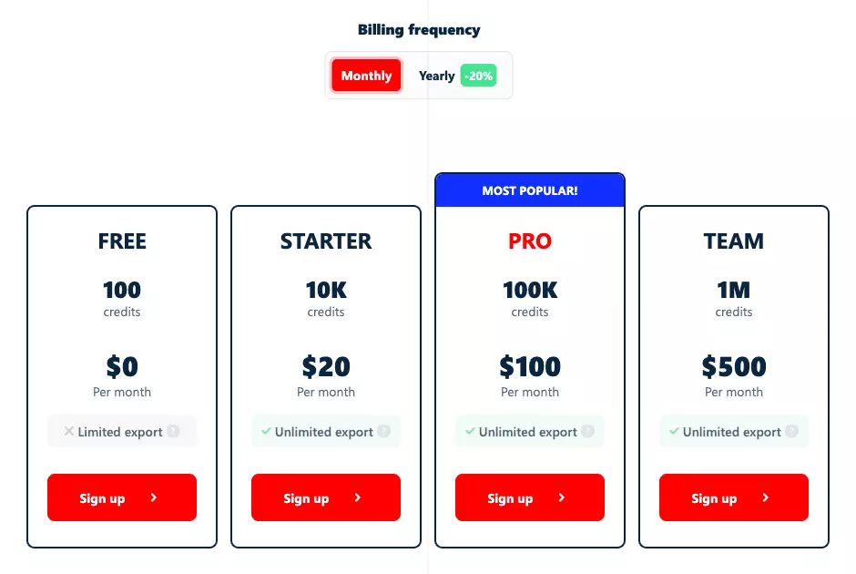 lobstr.io pricing plans