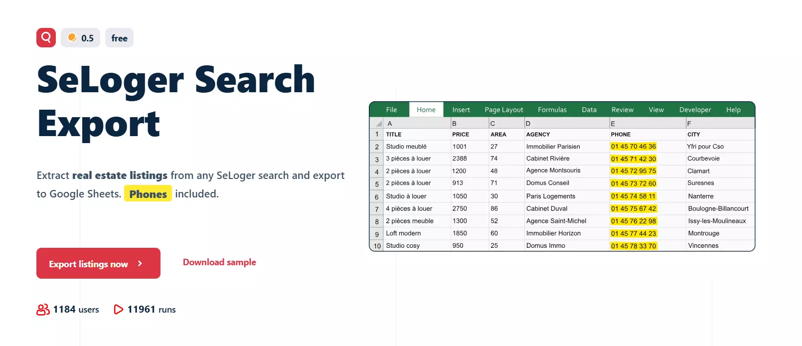 __SeLoger Search Export 🏡__