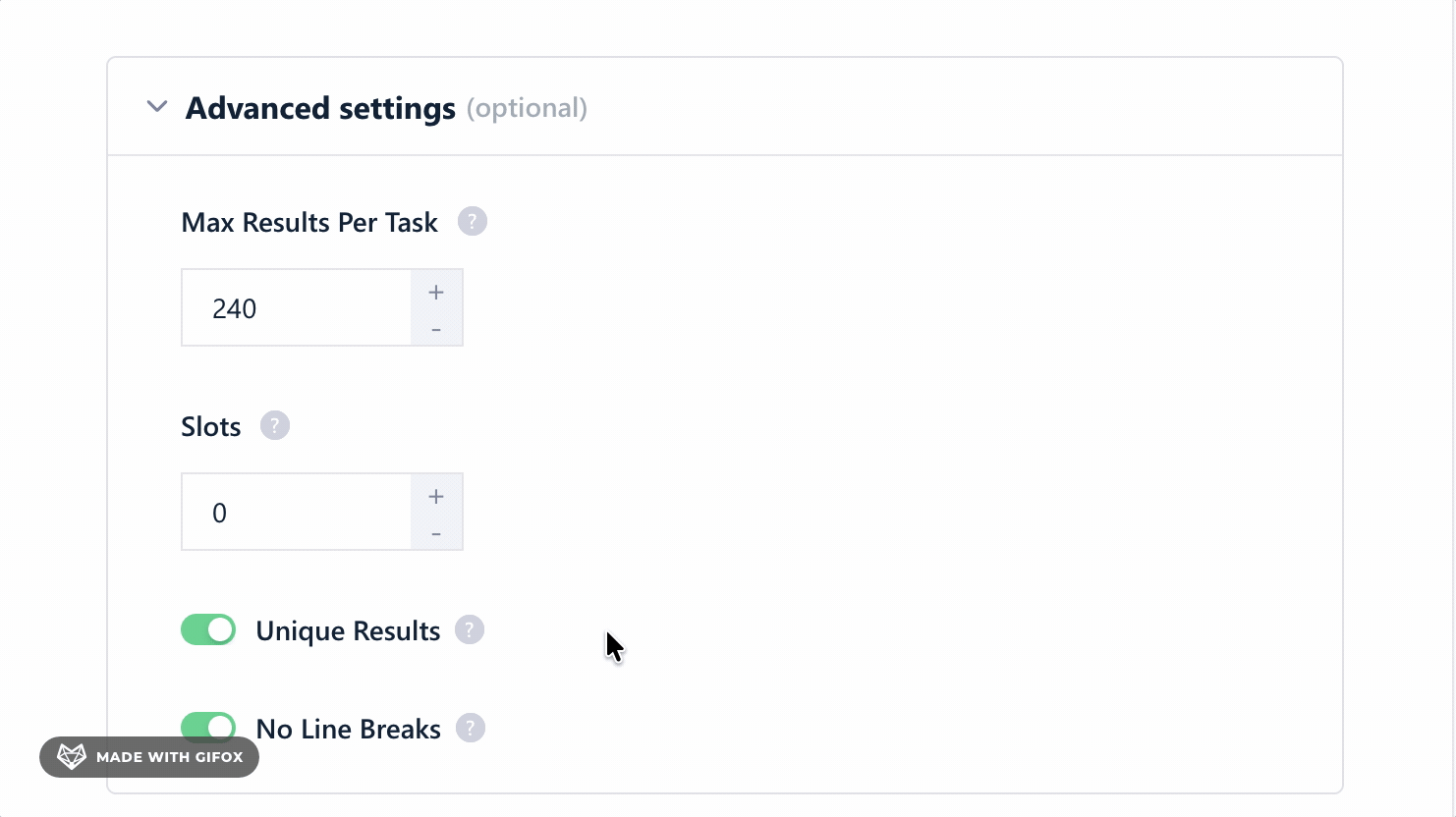 lobstr.io scalability settings showing CSV upload and Slots configuration