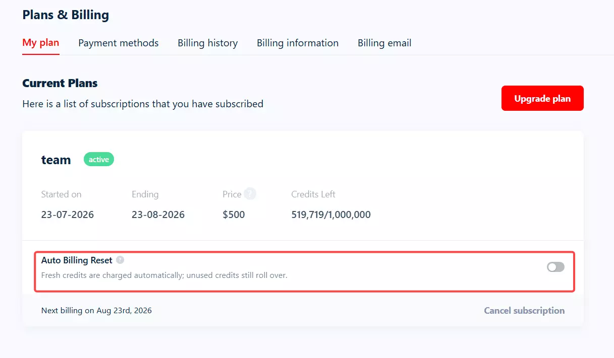 Update #2 – Auto Billing Reset 🔄