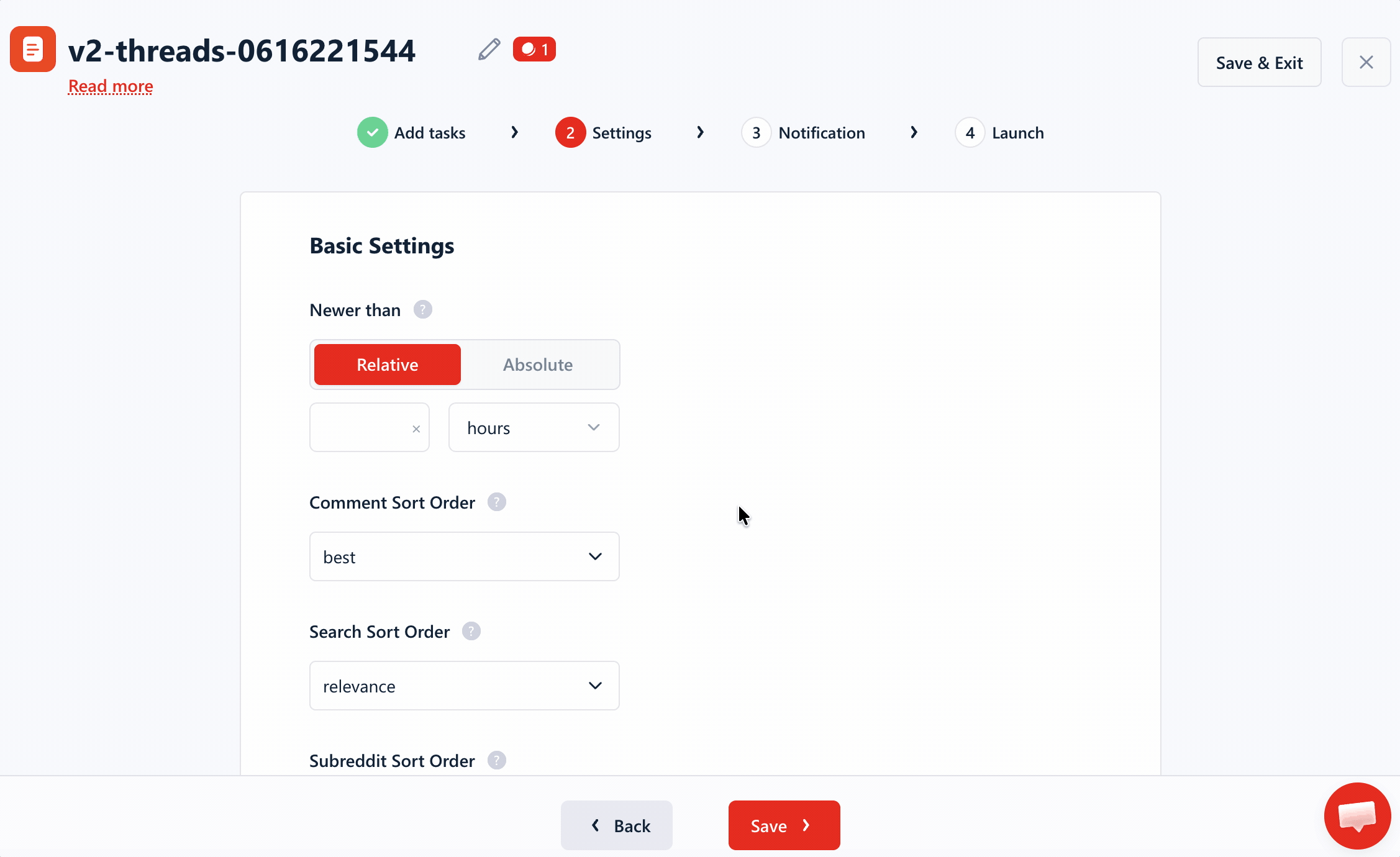 lobstr.io Reddit scraper — pre-scrape settings and configuration options