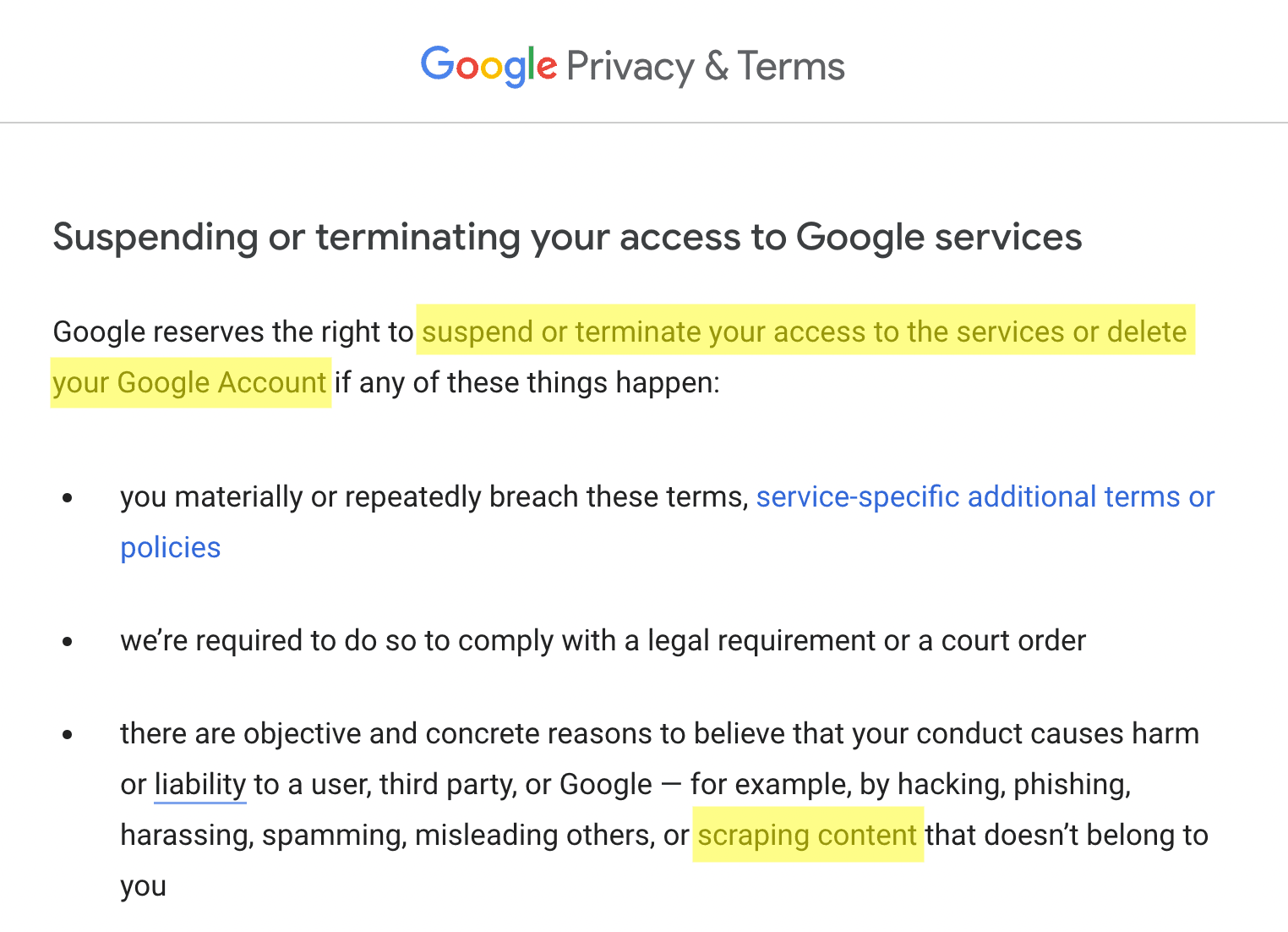 google can terminate your account if you scrape data terms of use - image21.png