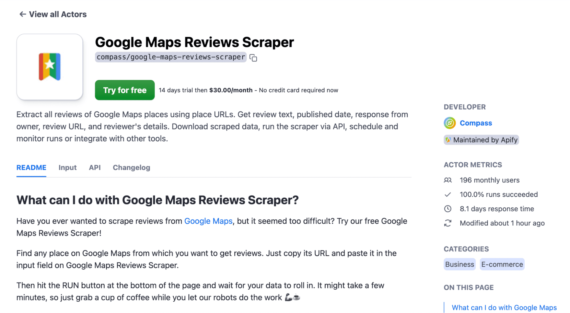 google maps reviews scraper apify product page - image10.png